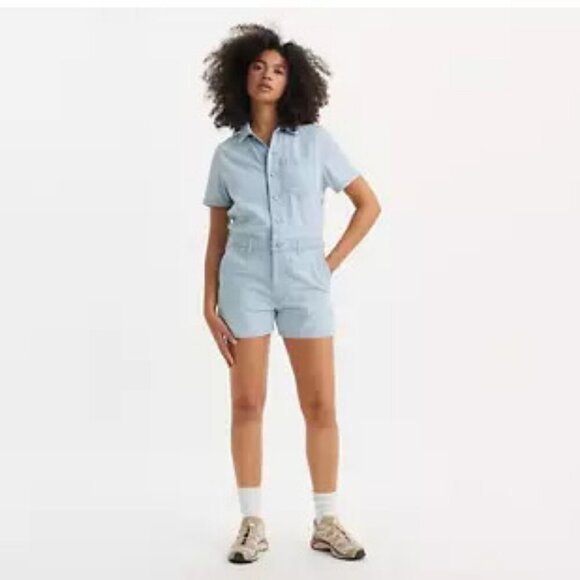 Levi's XS  Heritage Short Sleeve Romper Light Wash - Picture 1 of 6